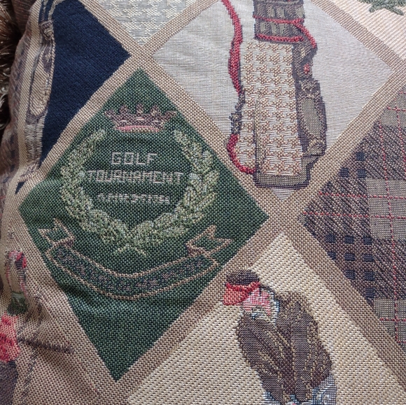 Tapestry jacquard pillow with fringe vintage Diamond Borgata